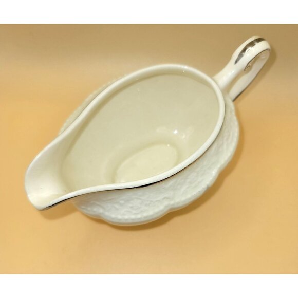 Vintage Edwin Knolls Cremelace Porcelain Creamer Pink Flowers Silver Trim sm2010 - Picture 6 of 7